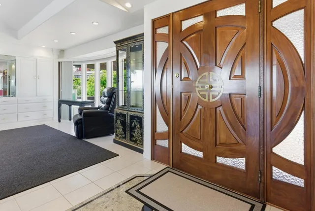 a bathroom with sink and mirror