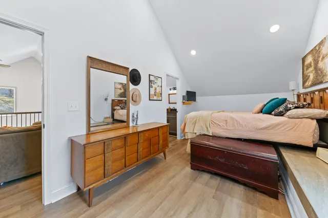 a view of outdoor space with trees all around