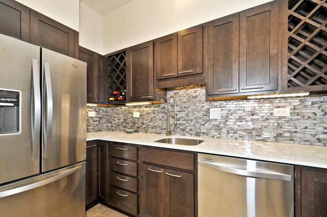 175 East Delaware Place, Unit 4619 Chicago, IL 60611 - Photo 6 of 10 a kitchen with stainless steel appliances granite countertop a refrigerator and a sink