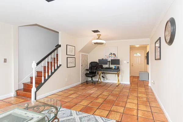 a living room with furniture