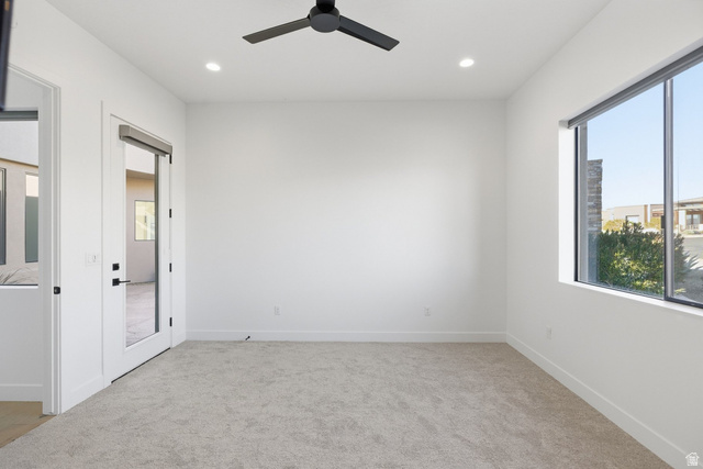 2197 Reserve Circle St. George, UT 84770 - Photo 40 of 57 Unfurnished bedroom featuring recessed lighting, light colored carpet, and a ceiling fan