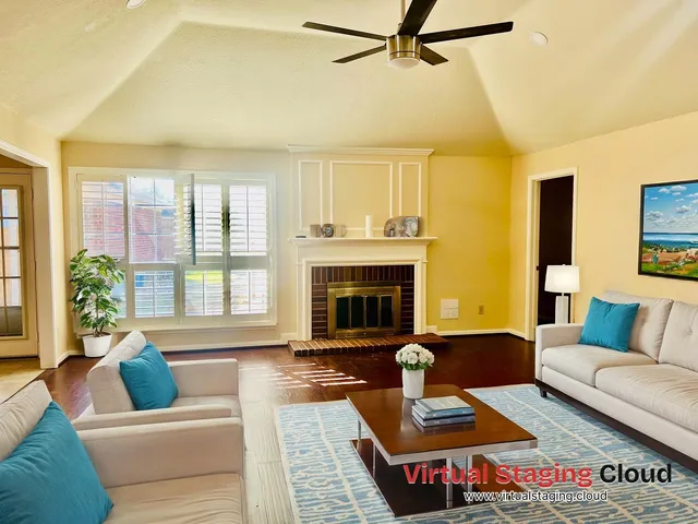 a view of a bedroom with wooden floor and windows