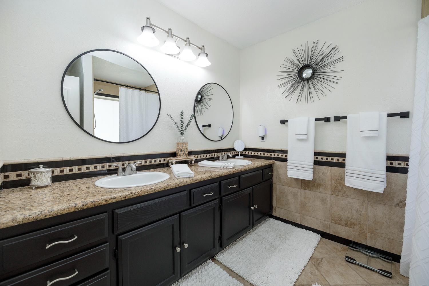 230 Meyenberg Avenue Ripon, CA 95366 - Photo 34 of 52 a bathroom with a double vanity sink and a mirror