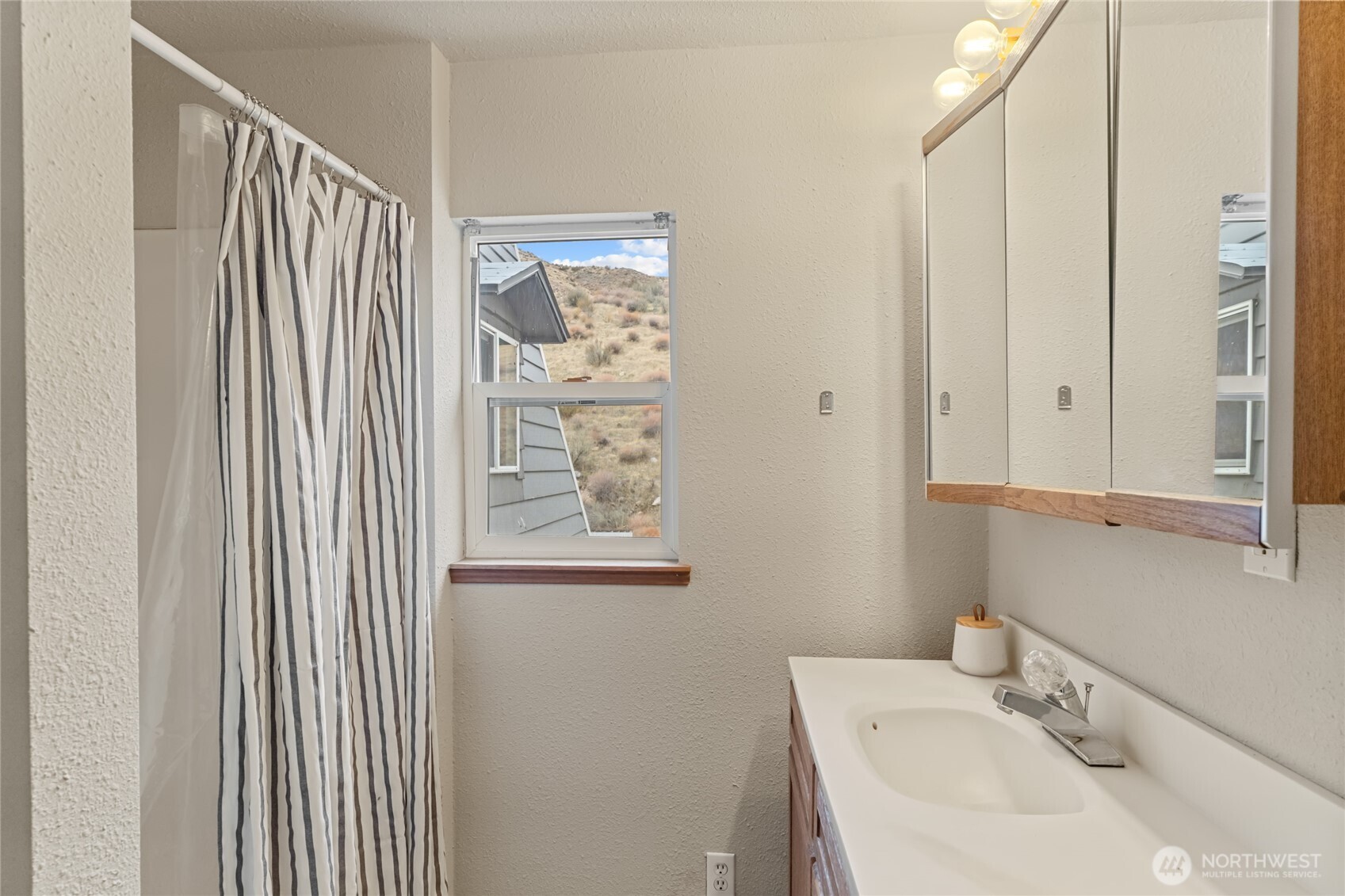 110 Bill Shaw Road Pateros, WA 98846 - Photo 30 of 39 a bathroom with a sink and a mirror