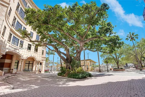 a view of a building with a street