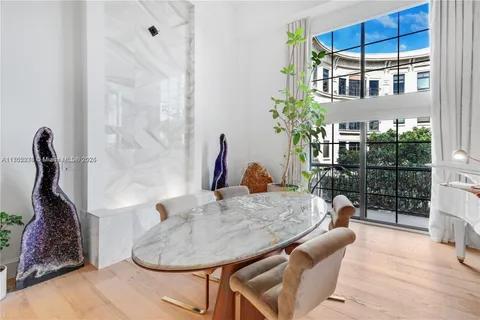 a dining room with furniture