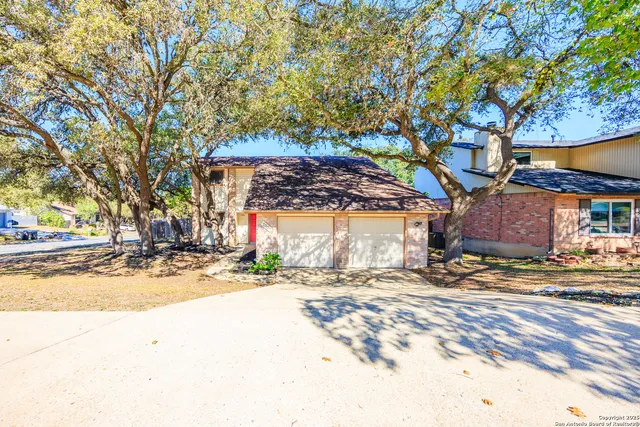 a view of a yard with a tree