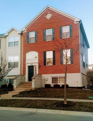 a front view of residential houses
