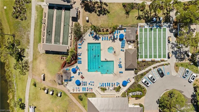 an aerial view of a house