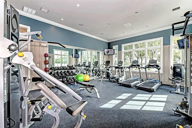 a view of a room with gym equipment