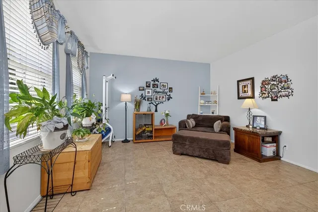 a living room with furniture flowerpot and a window