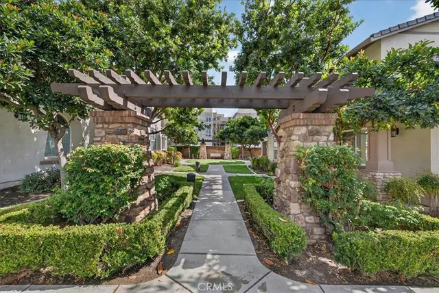 a view of a pathway with a park