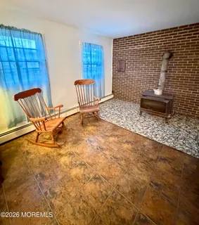 a bench sitting in middle of a room