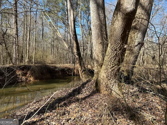 a view of a lake with houses