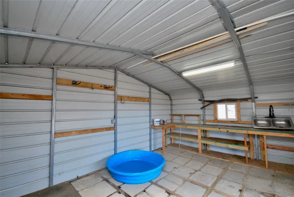 a view of a dry yard with a tree