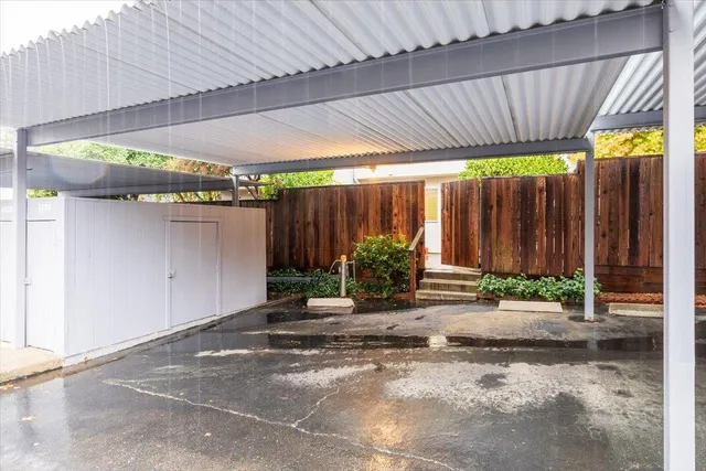 a view of a park with slide