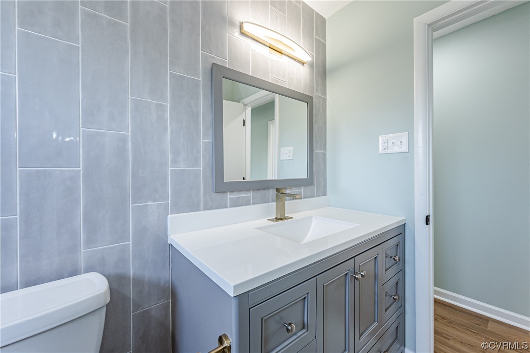 2310 Apollo Road Richmond, VA 23223 - Photo 18 of 22 a bathroom with a sink a toilet and a mirror