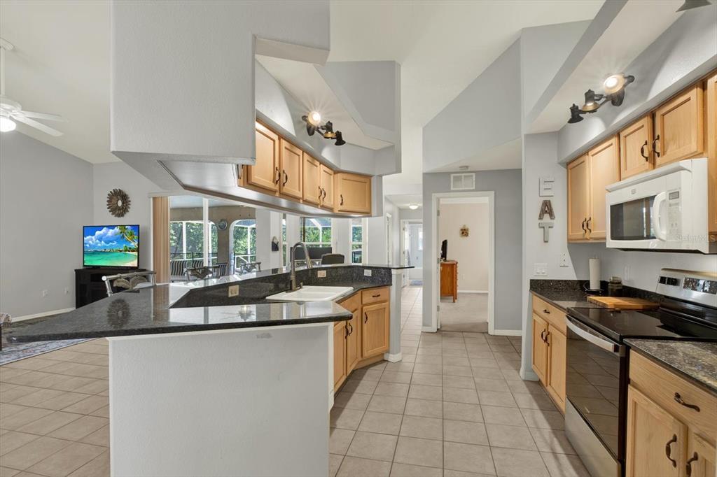 5220 Kirkwood Avenue Spring Hill, FL 34608 - Photo 3 of 39 a kitchen with stainless steel appliances granite countertop a sink and a stove