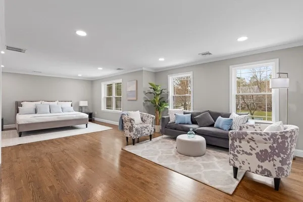 a living room with furniture and a couch