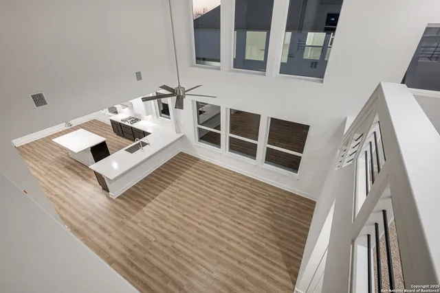 an empty room with windows