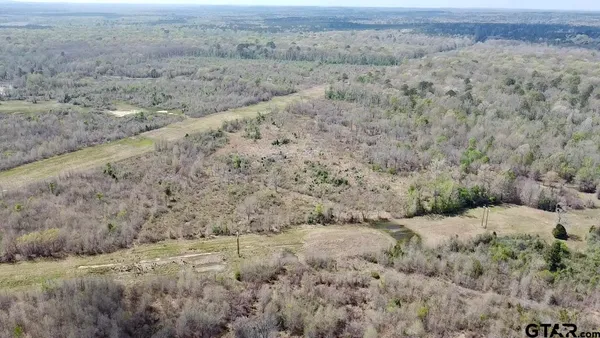a view of a field with trees in the background