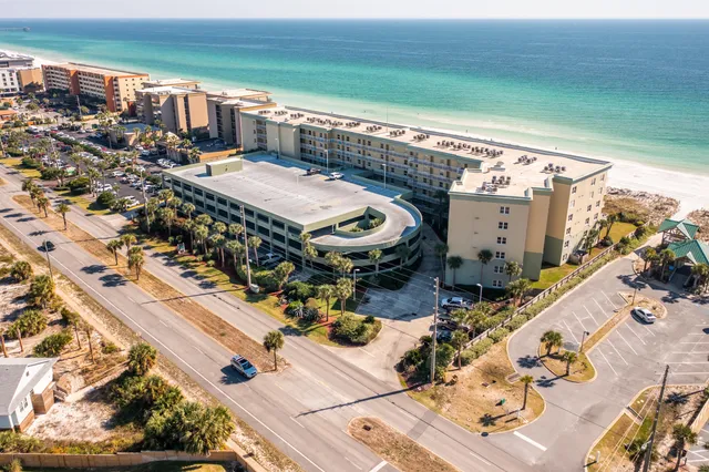 a city view with tall buildings