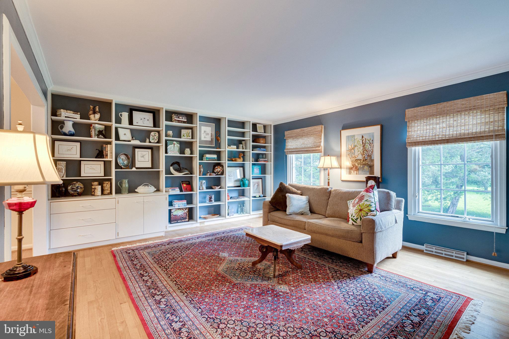 11605 Vale Road Oakton, VA 22124 - Photo 20 of 68 Living Room/Library w/ Built-in Storage & Bookcase