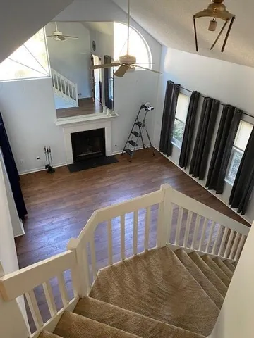 a view of livingroom with furniture and fireplace