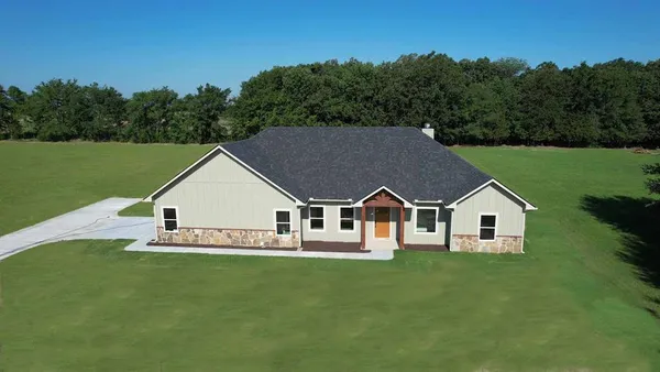 an aerial view of a house
