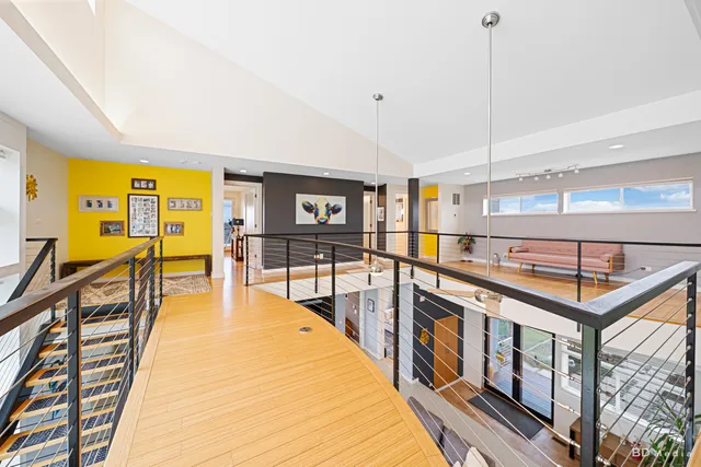 a view of a living room and dining room