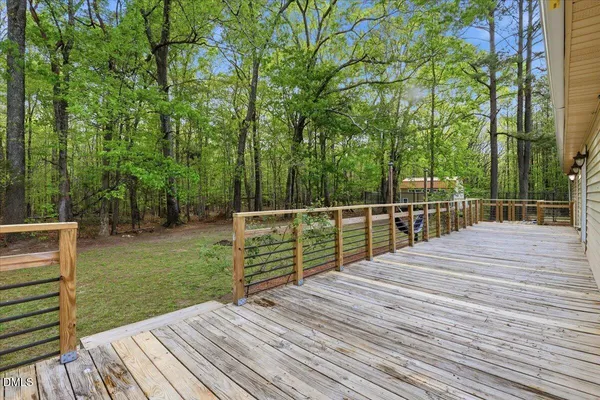 a view of a wooden deck