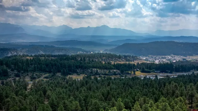 a view of city and mountain