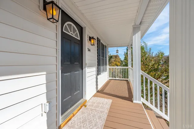 a view of a street from a balcony