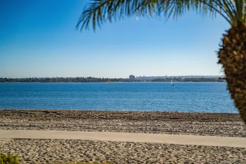 a view of an ocean & beach