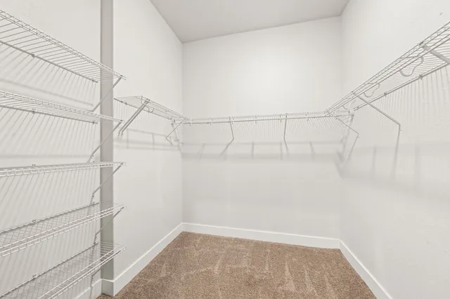 a view of a room with racks on the wall