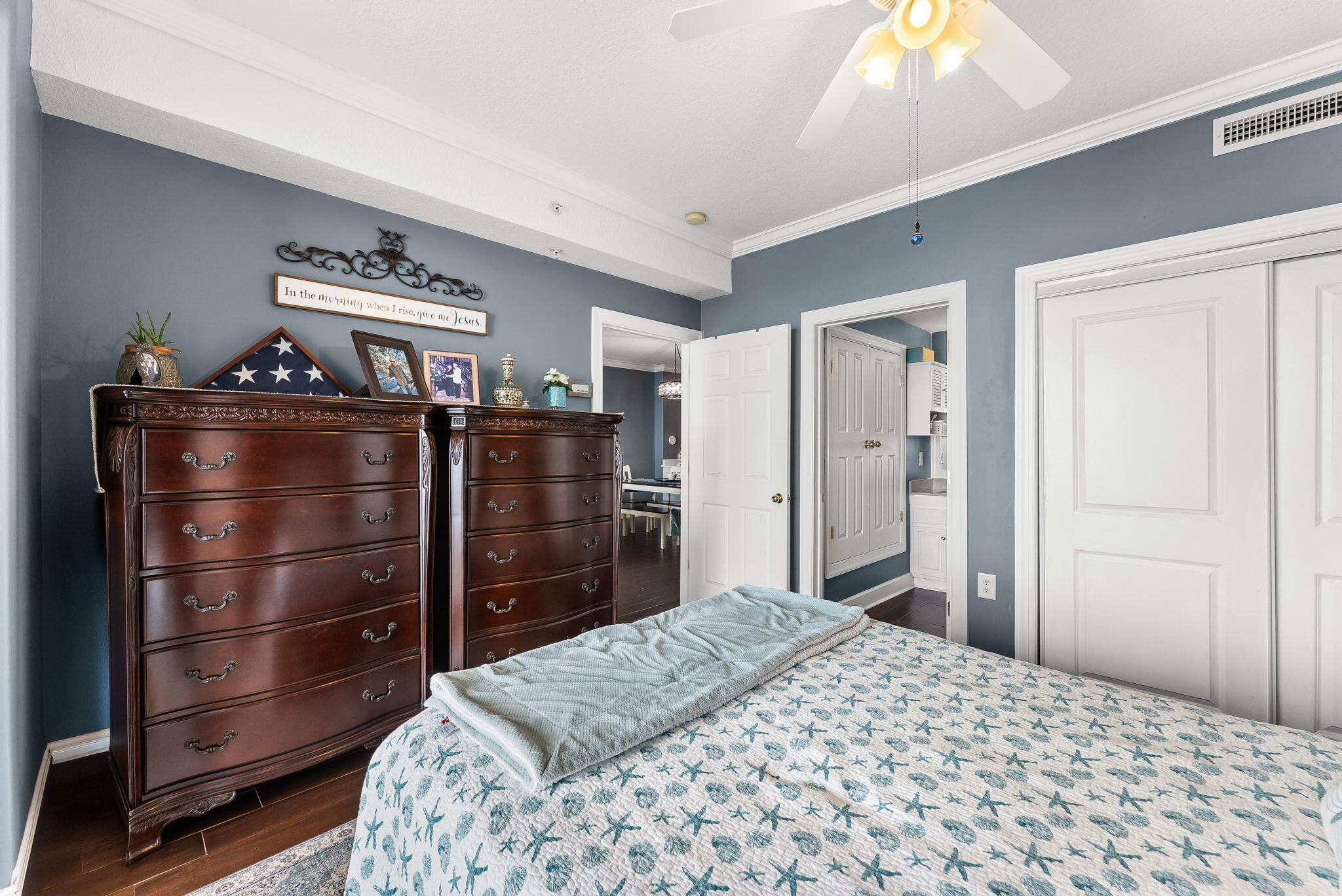 14415 Front Beach Road, Unit 1305 Panama City Beach, FL 32413 - Photo 18 of 47 a bedroom with a bed and closet