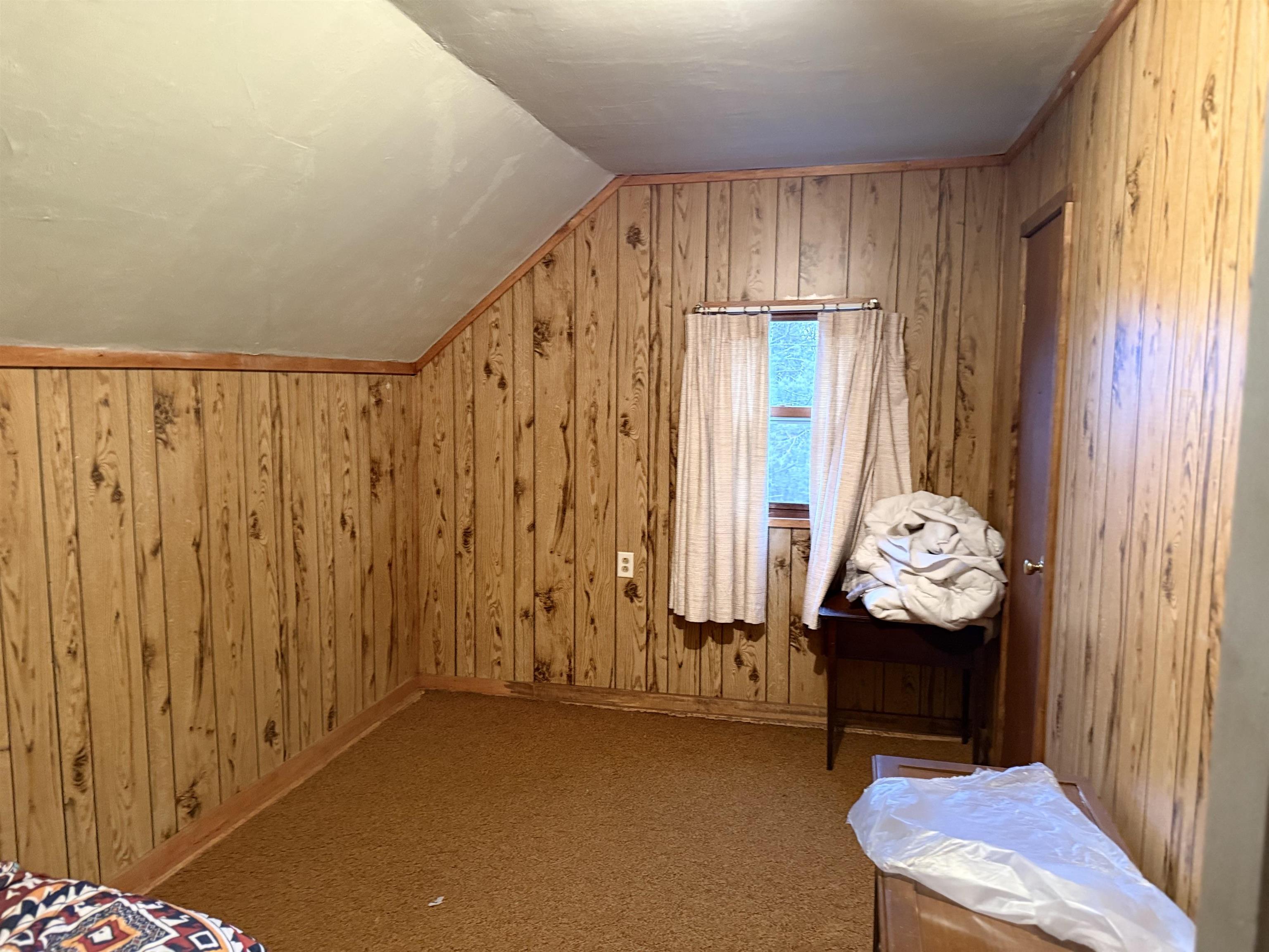 150 West 2nd Street Glidden, WI 54527 - Photo 27 of 32 Additional living space with vaulted ceiling, wood walls, and carpet