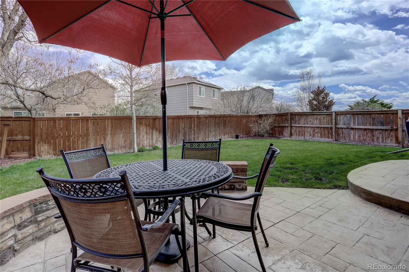 10626 Hyacinth Court Highlands Ranch, CO 80129 - Photo 36 of 38 a view of a patio with furniture and a yard