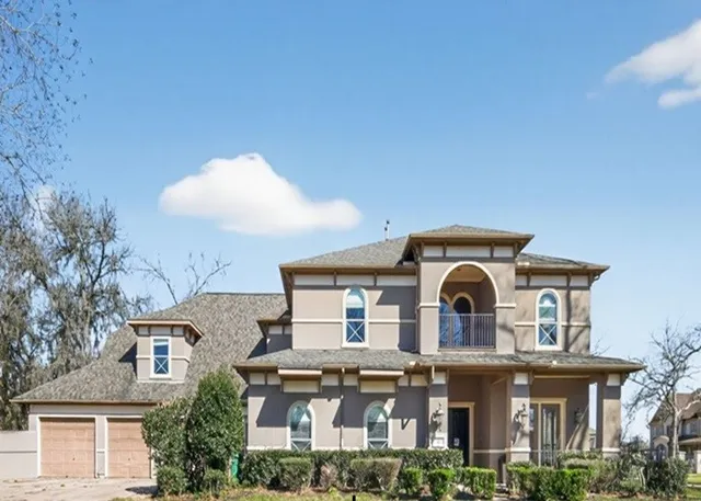 a front view of residential houses