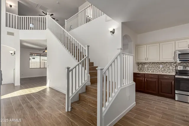 a bathroom with a bathtub