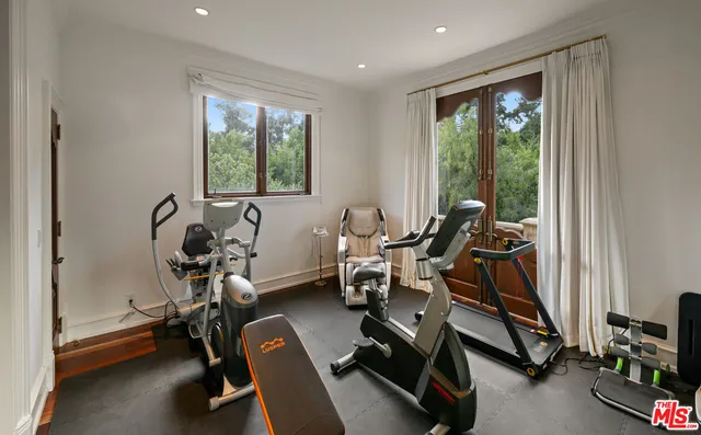 a view of a room with gym equipment