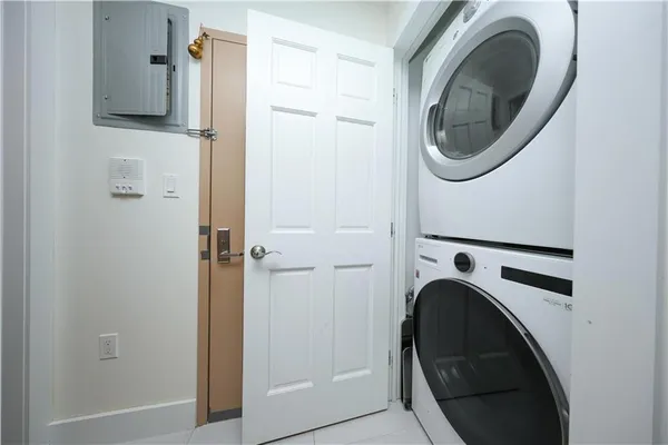 a view of a storage & utility room with washer and dryer