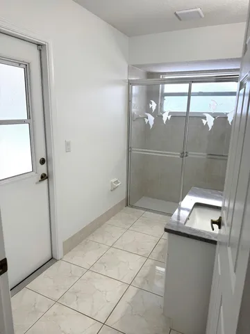 a bathroom with a shower