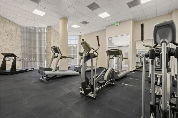 a view of a room with gym equipment