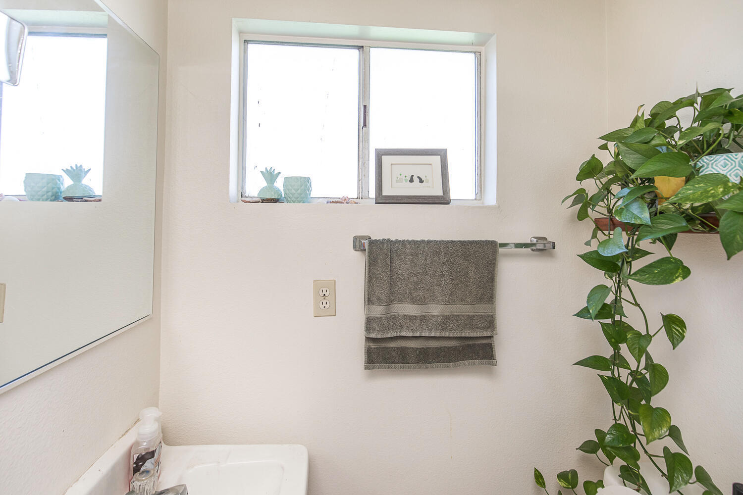 133 Burbank Avenue Oxnard, CA 93035 - Photo 26 of 40 a bathroom with a potted plant on the wall and a potted plant