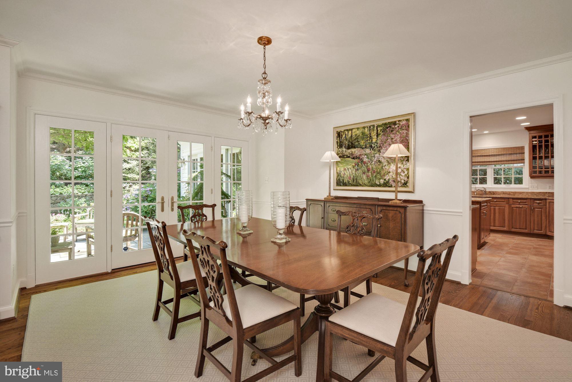 8213 Kerry Road Chevy Chase, MD 20815 - Photo 8 of 44 Dining Room with French Doors to Terrace