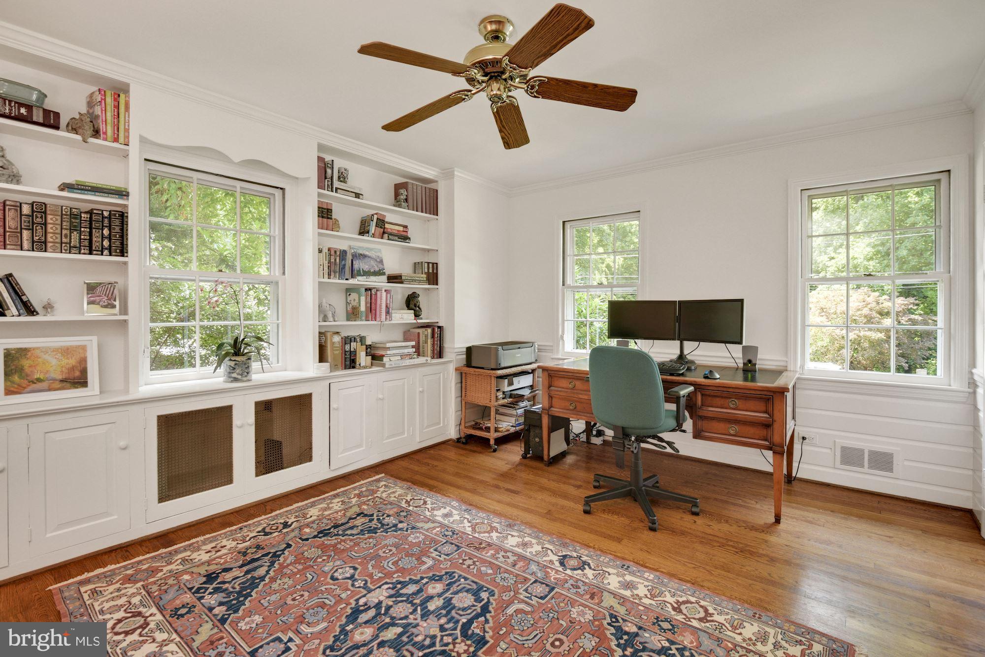 8213 Kerry Road Chevy Chase, MD 20815 - Photo 10 of 44 Main Level Study with built-in bookshelves