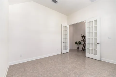 an empty room with closet