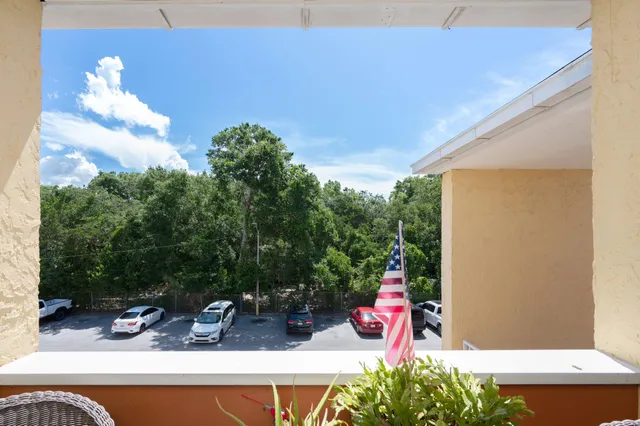 a view of a terrace with chair and table