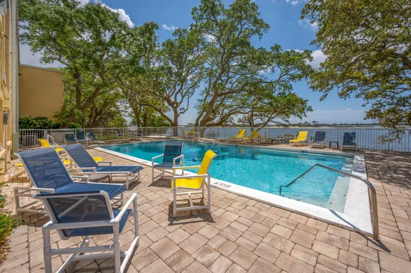 a view of a terrace with sitting area